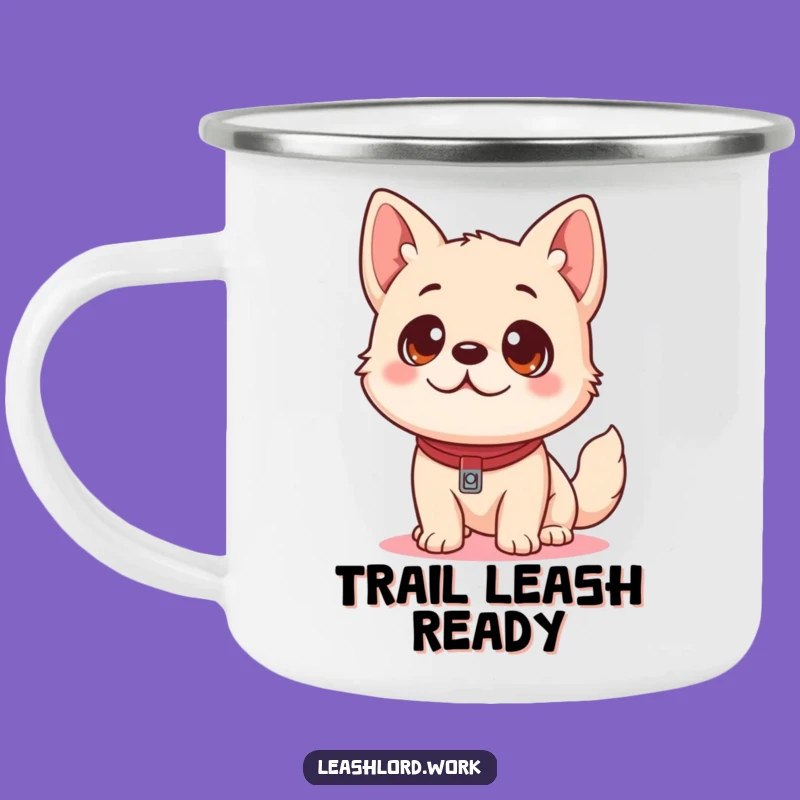 Funny Dog Leash Camping Mug: Playful Pup Outdoor Gear, Great Gift