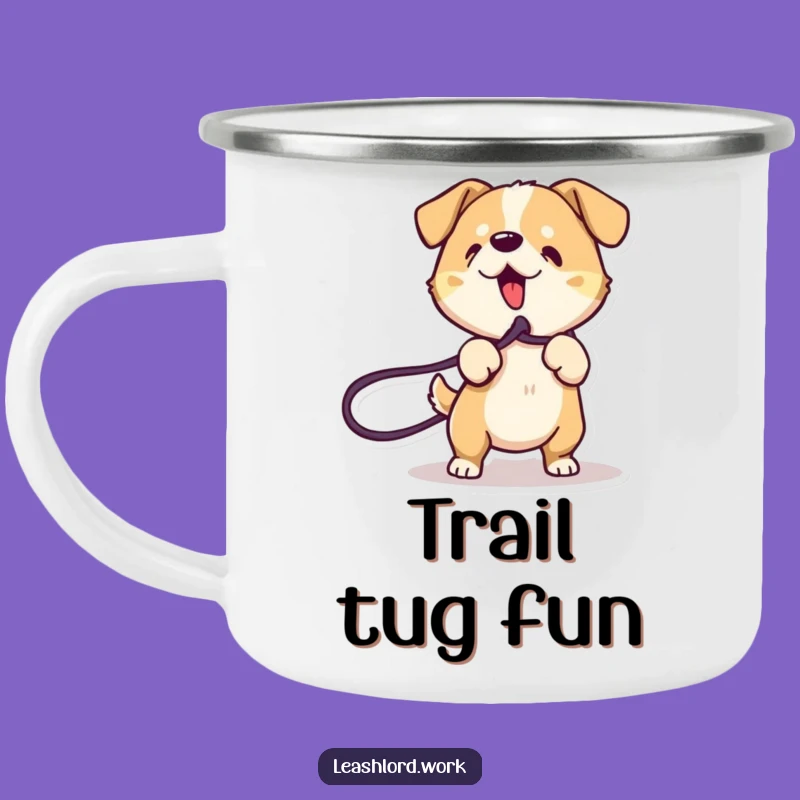 Funny Energetic Dog Camping Mug: Playful Pup Outdoor Gear, Great Gift