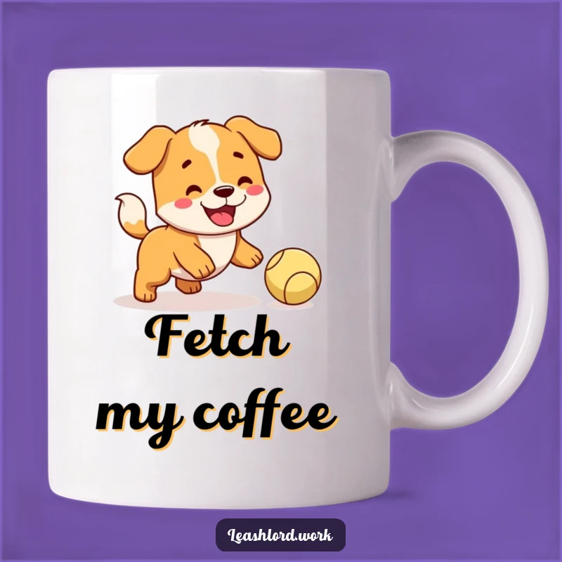 Funny Fetching Dog Mug: Happy Wagging Tail, Playful Design, Perfect Gift
