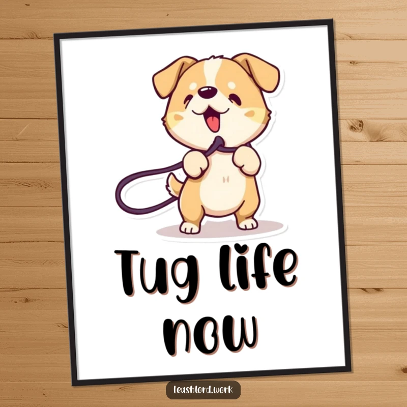 Funny Dog Digital Art: An energetic dog with dynamic lines playfully tugging on a leash, embodying fun and action.