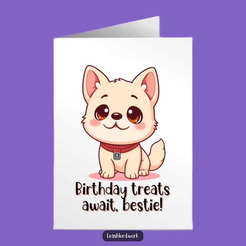 Free Printable Birthday Card: Eager Dog & Leash, Fun Downloadable Greeting