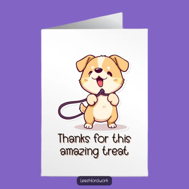 Free Printable Thank You Card: Tugging Dog & Leash, Fun Downloadable Gratitude