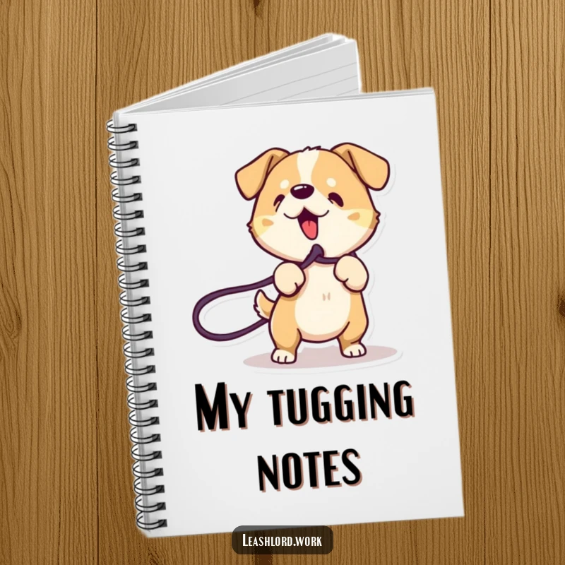 Funny Dog Notebook: A journal featuring an energetic dog with dynamic lines playfully tugging on a leash.