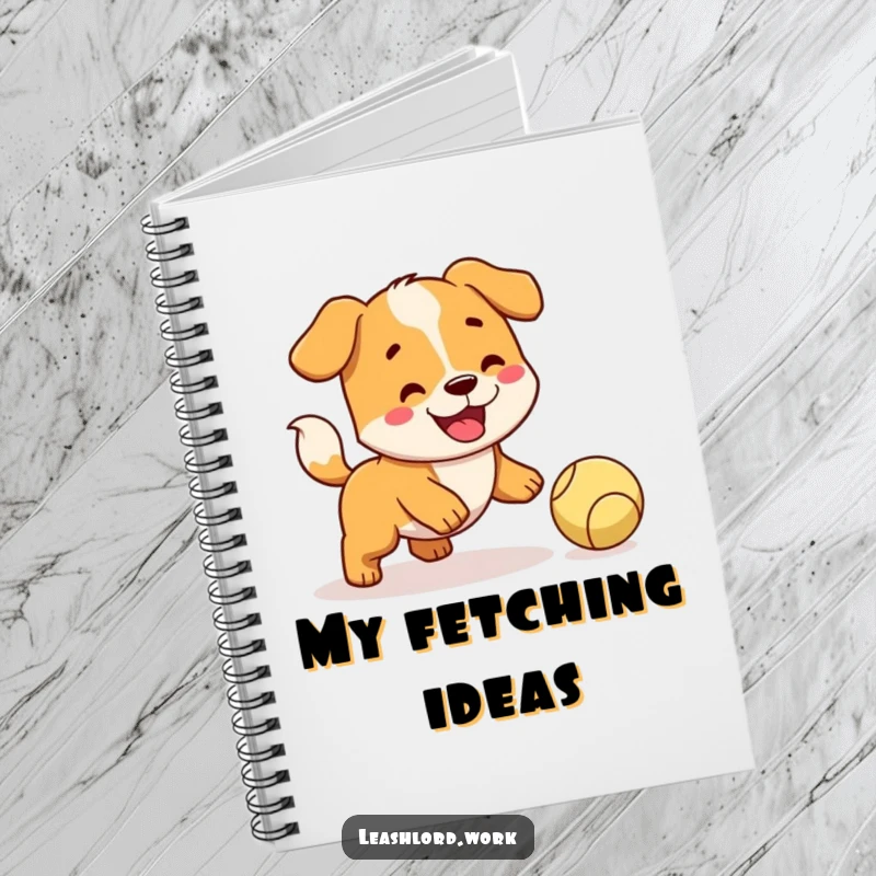 Funny Dog Notebook: A journal featuring a happy dog with a wagging tail, intently trying to fetch a ball.